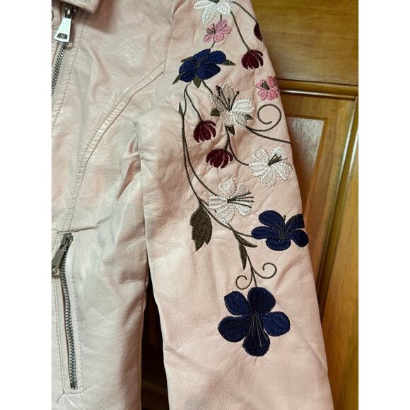 Me Jane Moto Jacket with Embroidered Flowers on Sleeve GIRLS SIZE 14 - Picture 5 of 9
